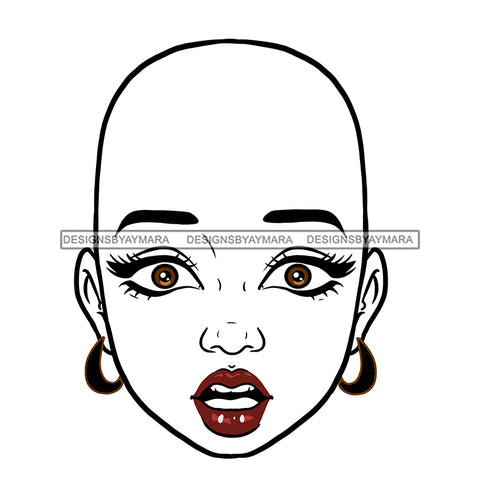 Bald Transparent Woman Head Surprised Look Mouth Open JPG  PNG Clipart Cricut Silhouette Cut Cutting