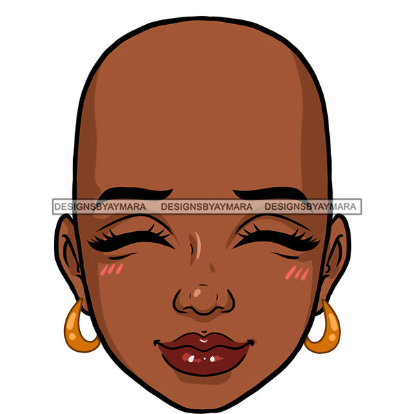 Bald Black Woman Head Eyes Closed  JPG  PNG Clipart Cricut Silhouette Cut Cutting