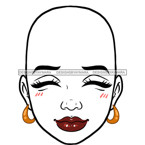 Transparent Bald Black Woman Head Eyes Closed  JPG  PNG Clipart Cricut Silhouette Cut Cutting