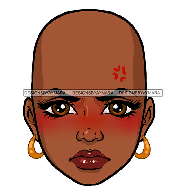 Bald Black Woman Head Angry Face JPG  PNG Clipart Cricut Silhouette Cut Cutting