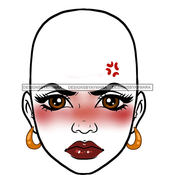 Transparent Bald Black Woman Head Angry Face JPG  PNG Clipart Cricut Silhouette Cut Cutting