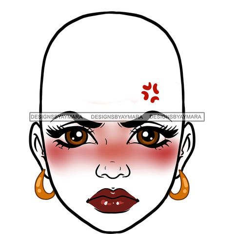 Transparent Bald Black Woman Head Angry Face JPG  PNG Clipart Cricut Silhouette Cut Cutting