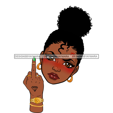 Black Woman Head  Angry Face Giving The Finger JPG  PNG Clipart Cricut Silhouette Cut Cutting