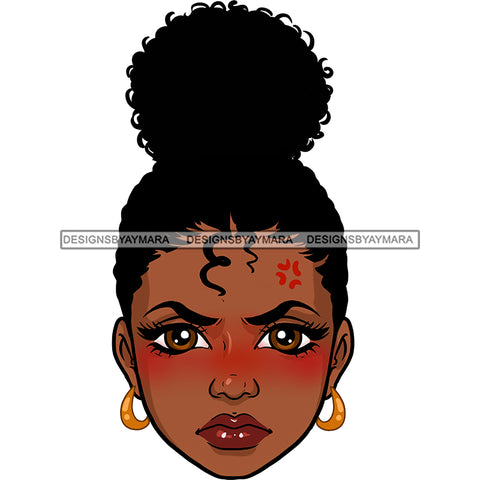 Black Woman Head Hair In Bun Angry Face JPG  PNG Clipart Cricut Silhouette Cut Cutting