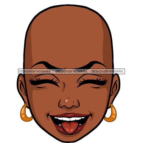 Bald Black Woman Head Laughing JPG  PNG Clipart Cricut Silhouette Cut Cutting