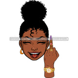 Black Woman Head Laughing Giving The Finger JPG  PNG Clipart Cricut Silhouette Cut Cutting
