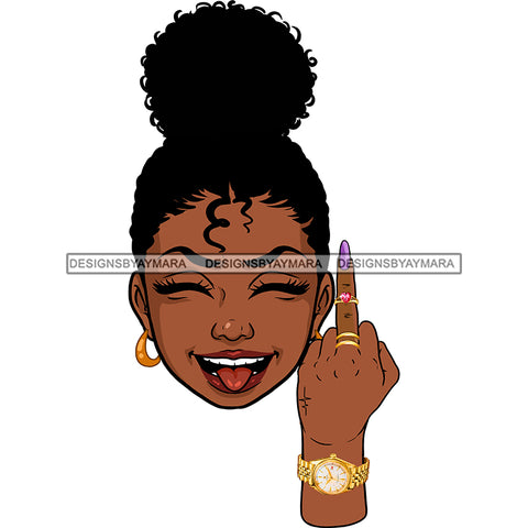Black Woman Head Laughing Giving The Finger JPG  PNG Clipart Cricut Silhouette Cut Cutting