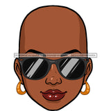 Bald  Black Woman Head Smiling Black Sunglasses JPG  PNG Clipart Cricut Silhouette Cut Cutting