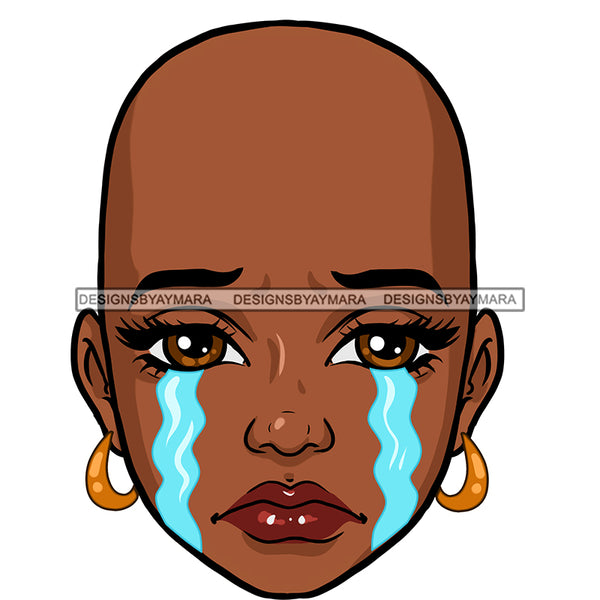 Bald Black Woman In Tears JPG  PNG Clipart Cricut Silhouette Cut Cutting
