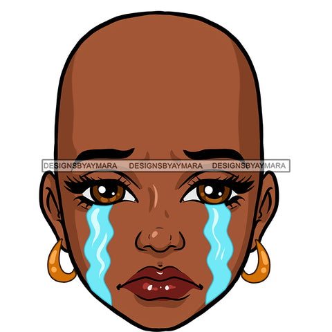 Bald Black Woman In Tears JPG  PNG Clipart Cricut Silhouette Cut Cutting