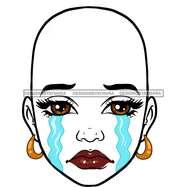 Transparent Bald Black Woman In Tears JPG  PNG Clipart Cricut Silhouette Cut Cutting