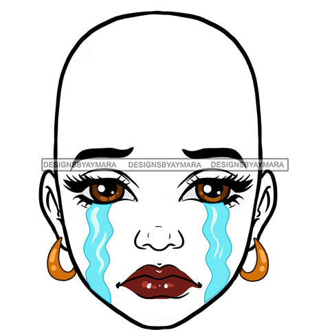 Transparent Bald Black Woman In Tears JPG  PNG Clipart Cricut Silhouette Cut Cutting