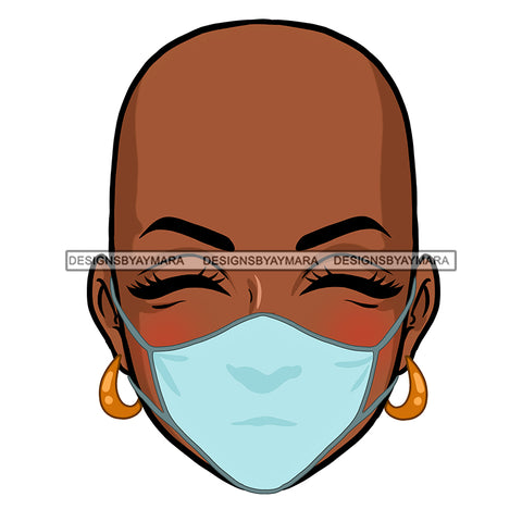 Bald Black Woman Head In A Mask JPG  PNG Clipart Cricut Silhouette Cut Cutting