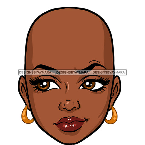 Bald Black Woman Head Smirk   JPG  PNG Clipart Cricut Silhouette Cut Cutting