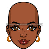 Bald Black Woman Head Big Brown Eyes Red Lips JPG PNG Clipart Cricut Silhouette Cut Cutting