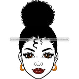 Woman Head Bun Hair Big Brown Eyes Red Lips JPG PNG Clipart Cricut Silhouette Cut Cutting