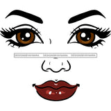 Woman Face  Big Brown Eyes Red Lips JPG PNG Clipart Cricut Silhouette Cut Cutting