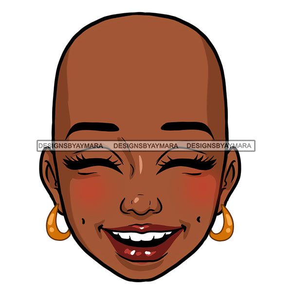 Bald Black Woman Head Laughing JPG  PNG Clipart Cricut Silhouette Cut Cutting