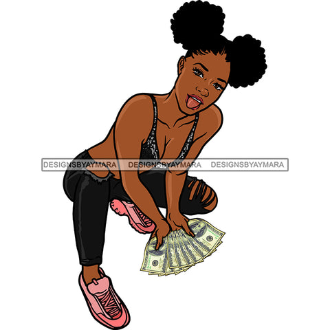Sassy Black Woman In Black Holding Money  JPG  PNG Clipart Cricut Silhouette Cut Cutting