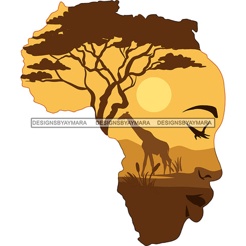 Africa In A Face Black Woman Safari  JPG  PNG Clipart Cricut Silhouette Cut Cutting