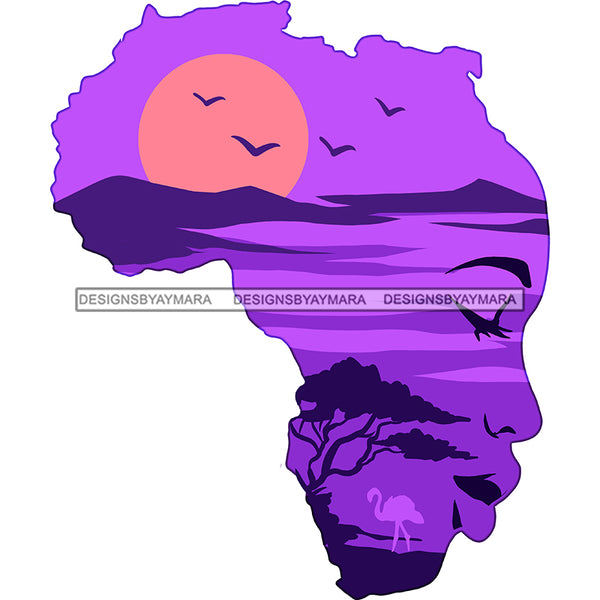 Purple Africa In A Face Black Woman Safari   JPG  PNG Clipart Cricut Silhouette Cut Cutting