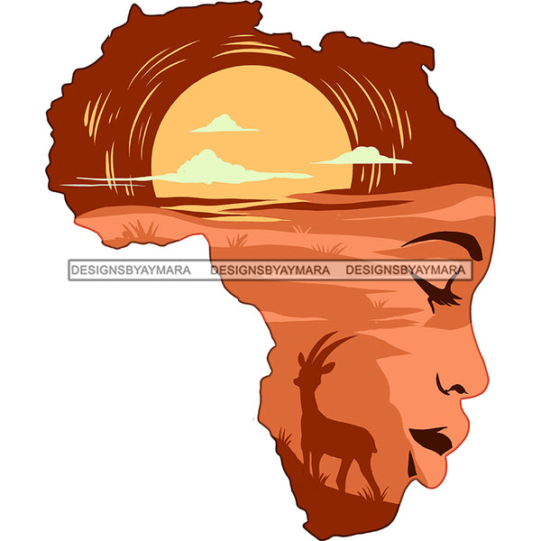 Africa In A Face Black Woman Safari   JPG  PNG Clipart Cricut Silhouette Cut Cutting