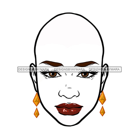 Beautiful Black Woman Bald JPG  PNG Clipart Cricut Silhouette Cut Cutting