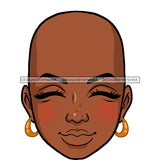 Black Woman Head Eyes Closed Pink Cheeks   JPG PNG Clipart Cricut Silhouette Cut Cutting