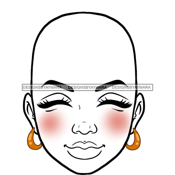 Transparent Woman Head Eyes Closed Pink Cheeks   JPG PNG Clipart Cricut Silhouette Cut Cutting