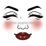 Transparent Woman Face Eyes Closed Pink Cheeks  JPG PNG Clipart Cricut Silhouette Cut Cutting