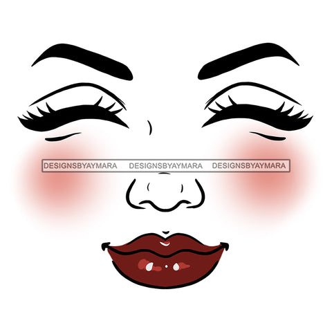 Transparent Woman Face Eyes Closed Pink Cheeks  JPG PNG Clipart Cricut Silhouette Cut Cutting