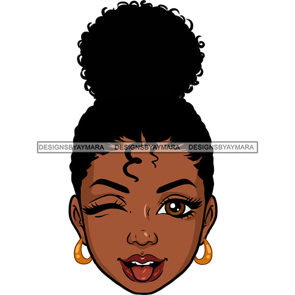 Black Woman Head Winking And Tongue Out  JPG  PNG Clipart Cricut Silhouette Cut Cutting