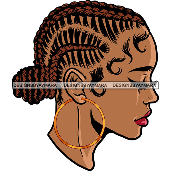 Afro Woman Hard Praying Hand Close Eyes Wearing Hoop Earing Vector Locus Short Hairstyle Design Element Long Nail Vector White Background SVG JPG PNG Vector Clipart Cricut Silhouette Cut Cutting