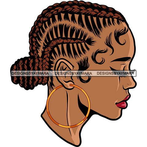 Afro Woman Hard Praying Hand Close Eyes Wearing Hoop Earing Vector Locus Short Hairstyle Design Element Long Nail Vector White Background SVG JPG PNG Vector Clipart Cricut Silhouette Cut Cutting