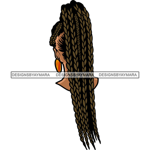 African American Woman Locus Long Hairstyle Design Element Bald Head Vector White Background African American Woman Hairstyle SVG JPG PNG Vector Clipart Cricut Silhouette Cut Cutting