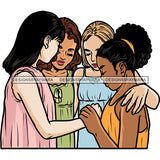 African American Girls Squad Holding Hand Hard Praying Design Element White Background Afro Girls SVG JPG PNG Vector Clipart Cricut Silhouette Cut Cutting