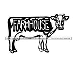 Farmers Life Farm Animals Milk Fresh Produce Countryside Lifestyle Banner Logo B/W SVG JPG PNG Vector Clipart Cricut Silhouette Cut Cutting