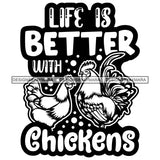 Farmers Life Quote Farm Animals Poultry Livestock Farmhouse Lifestyle Banner Logo B/W SVG JPG PNG Vector Clipart Cricut Silhouette Cut Cutting