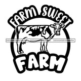 Farmer Fresh Farm Animals Milk Barn Countryside Lifestyle Banner Logo B/W SVG JPG PNG Vector Clipart Cricut Silhouette Cut Cutting