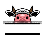 Peek A Boo Peeking Cow Animal Milk Dairy Farm Countryside Lifestyle Illustration SVG JPG PNG Vector Clipart Cricut Silhouette Cut Cutting