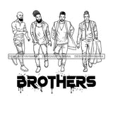 Dripping Brothers Word Bottom Black Men Friends Great Time Illustration B/W SVG JPG PNG Vector Clipart Cricut Silhouette Cut Cutting