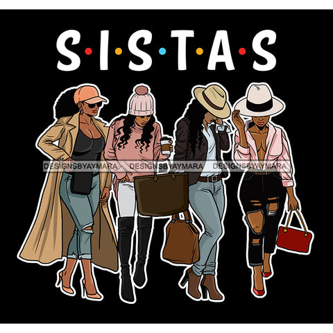 Sistas Black Women Wearing Hats JPG PNG Clipart Cricut Silhouette Cut Cutting