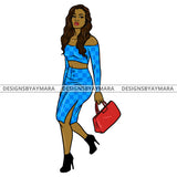 Afro Urban Fashionista Goddess Heels Attractive Black Woman Purse Sexy Long Wavy Hair Style  SVG Cutting Files For Silhouette Cricut