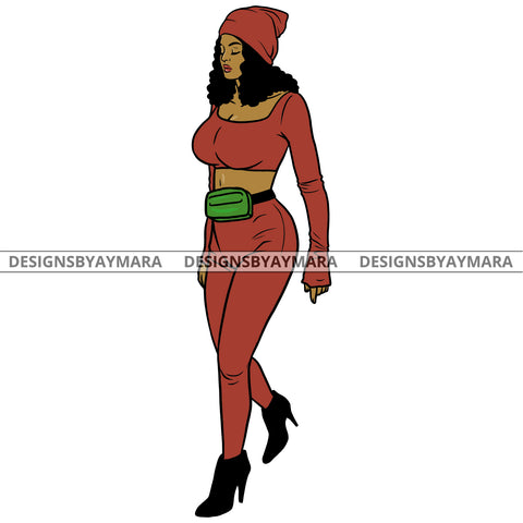 Afro Urban Fashionista Goddess Heels Attractive Black Woman Hoodie Sexy Curly Long Hair Style  SVG Cutting Files For Silhouette Cricut
