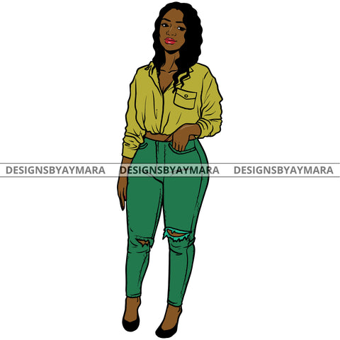 Afro Urban Fashionista Goddess Heels Attractive Black Woman Sexy Sunglasses Curly Long Hair Style  SVG Cutting Files For Silhouette Cricut