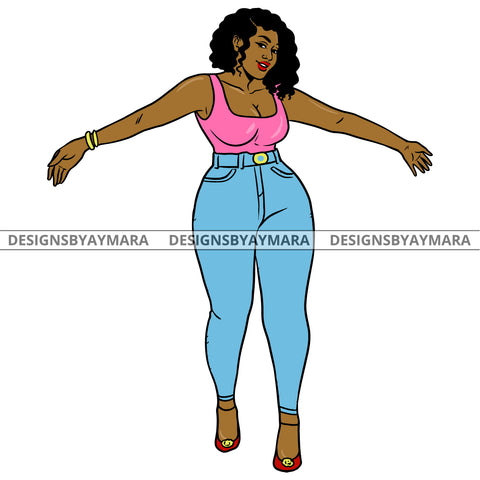 Afro Urban Fashionista Goddess Heels Attractive Black Woman Sexy Curly Hair Style  SVG Cutting Files For Silhouette Cricut