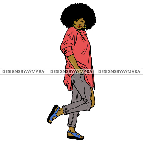 Afro Urban Fashionista Goddess Attractive Black Woman Hoop Earrings Sexy Afro Hair Style  SVG Cutting Files For Silhouette Cricut