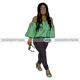 Afro Urban Fashionista Goddess Heels Attractive Black Woman Sexy Long Curly Hair Style  SVG Cutting Files For Silhouette Cricut