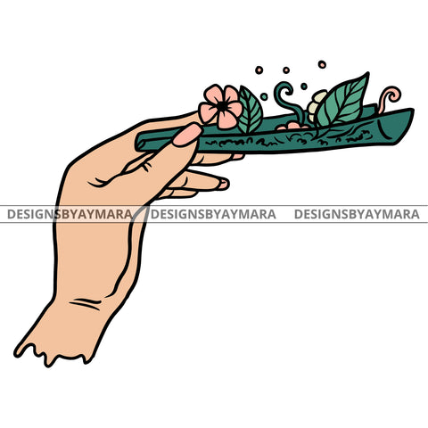 Female Hands Holding Blunt 420 Cannabis Hashish Weed Leaf Grass Marijuana Dispensary Mary Jane Hemp Pot Joint Blunt Stoned High Life SVG Cutting Files