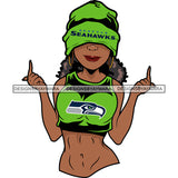 American Football Team Seattle Diva Melanin Woman Sports Touchdown Professional Uniform SVG PNG JPG Cutting Files For Silhouette Cricut and More!